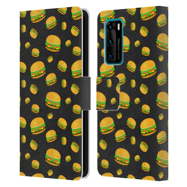 PLdesign Food Patterns Cool Fun Burger Leather Book Wallet Case Cover For Huawei P40 5G
