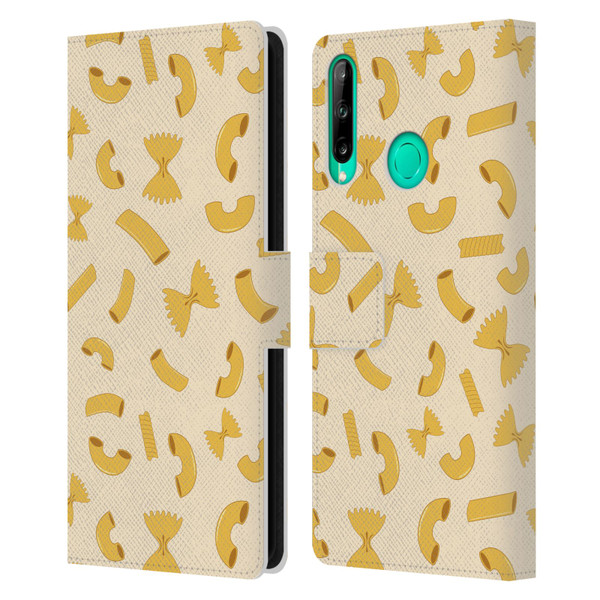 PLdesign Food Patterns Macaroni Pasta Gold Leather Book Wallet Case Cover For Huawei P40 lite E