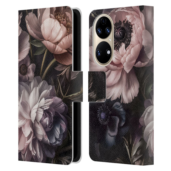 LebensArt Birds And Floral Baroque Smoke Leather Book Wallet Case Cover For Huawei P50