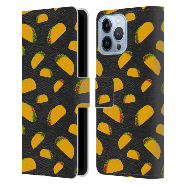 PLdesign Food Patterns Cool Fun Taco Leather Book Wallet Case Cover For Apple iPhone 13 Pro Max