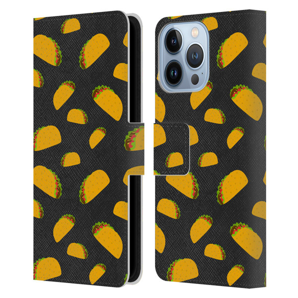 PLdesign Food Patterns Cool Fun Taco Leather Book Wallet Case Cover For Apple iPhone 13 Pro