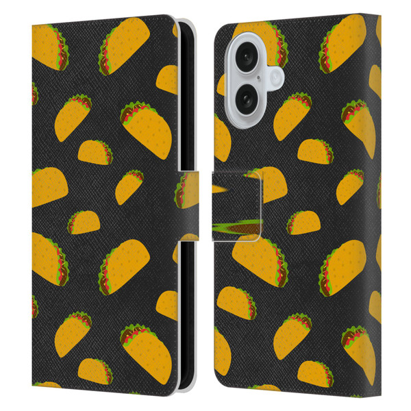PLdesign Food Patterns Cool Fun Taco Leather Book Wallet Case Cover For Apple iPhone 16