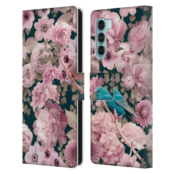 LebensArt Birds And Floral Sparrows In Pink Leather Book Wallet Case Cover For Motorola Edge S30 / Moto G200 5G