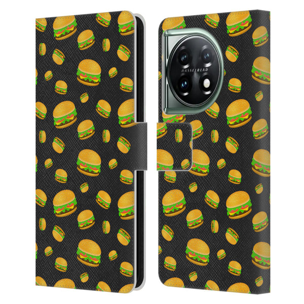 PLdesign Food Patterns Cool Fun Burger Leather Book Wallet Case Cover For OnePlus 11 5G