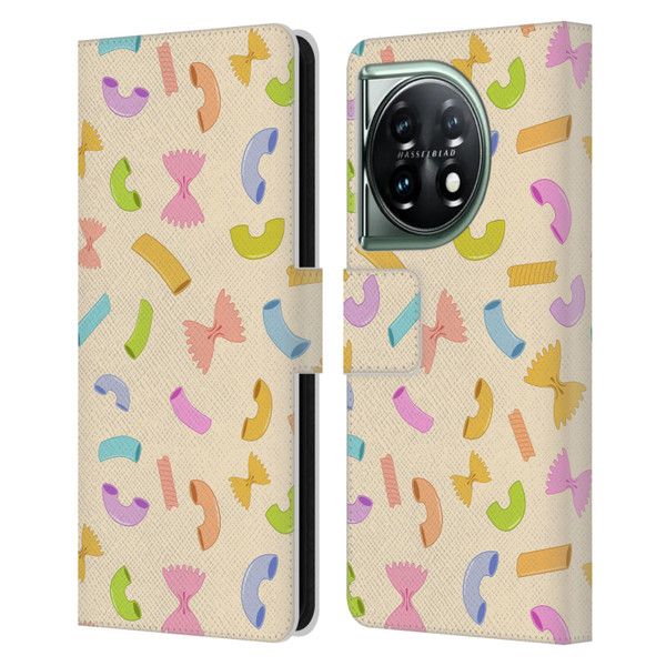 PLdesign Food Patterns Macaroni Pasta Colored Leather Book Wallet Case Cover For OnePlus 11 5G