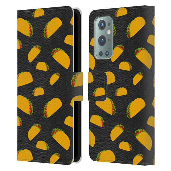 PLdesign Food Patterns Cool Fun Taco Leather Book Wallet Case Cover For OnePlus 9