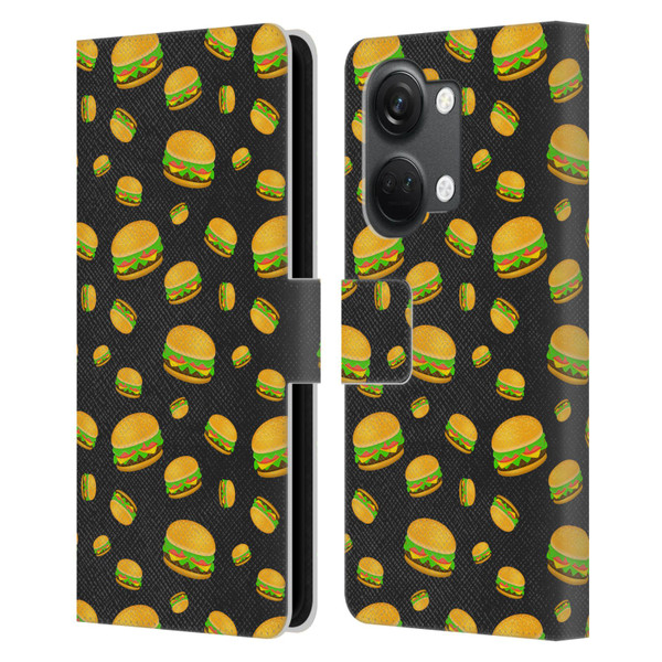 PLdesign Food Patterns Cool Fun Burger Leather Book Wallet Case Cover For OnePlus Nord 3 5G