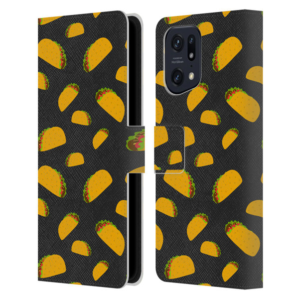 PLdesign Food Patterns Cool Fun Taco Leather Book Wallet Case Cover For OPPO Find X5