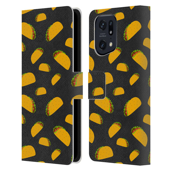 PLdesign Food Patterns Cool Fun Taco Leather Book Wallet Case Cover For OPPO Find X5 Pro