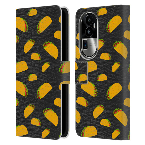 PLdesign Food Patterns Cool Fun Taco Leather Book Wallet Case Cover For OPPO Reno10 Pro+