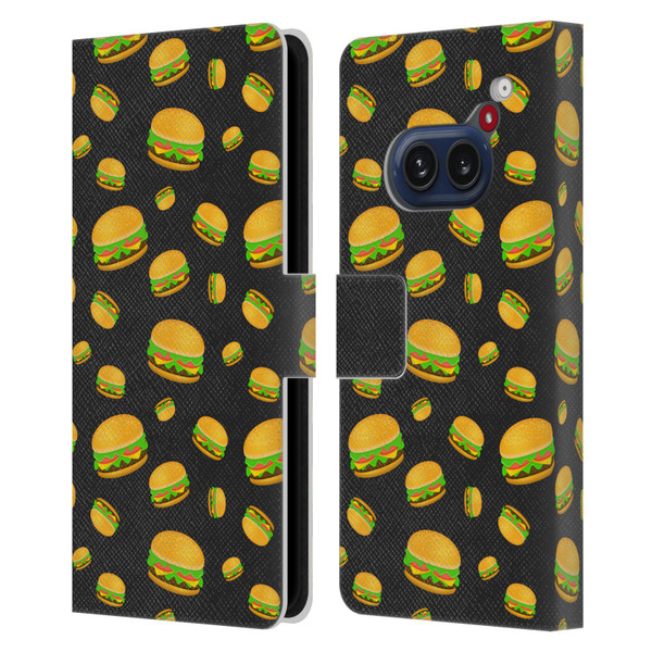 PLdesign Food Patterns Cool Fun Burger Leather Book Wallet Case Cover For Nothing Phone (2a)