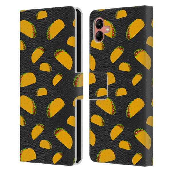 PLdesign Food Patterns Cool Fun Taco Leather Book Wallet Case Cover For Samsung Galaxy A04 (2022)
