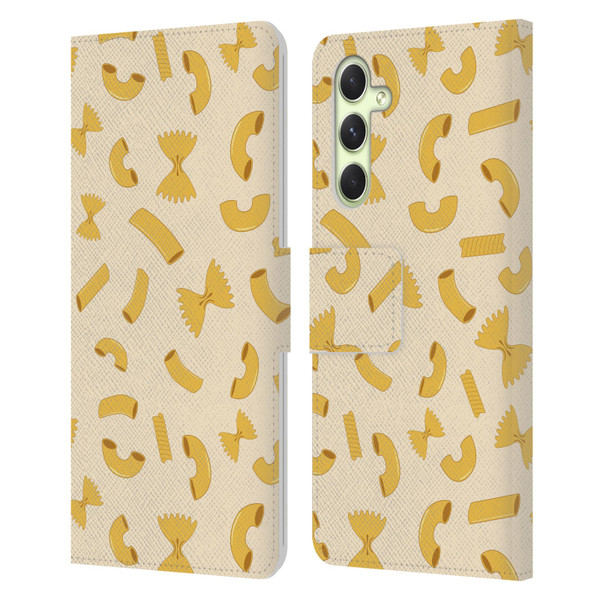 PLdesign Food Patterns Macaroni Pasta Gold Leather Book Wallet Case Cover For Samsung Galaxy A54 5G