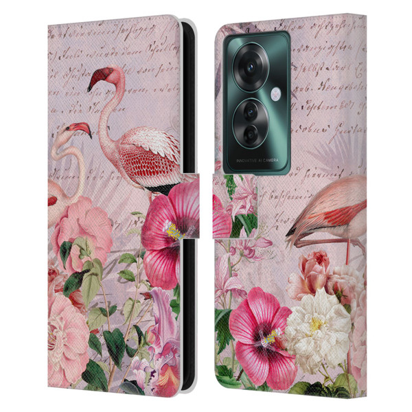 LebensArt Birds And Floral Flamingo Paradise Leather Book Wallet Case Cover For OPPO Reno11 F 5G / F25 Pro 5G