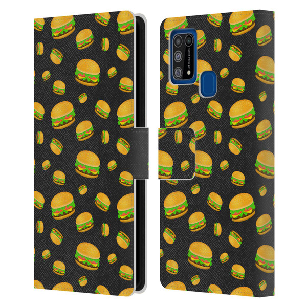 PLdesign Food Patterns Cool Fun Burger Leather Book Wallet Case Cover For Samsung Galaxy M31 (2020)