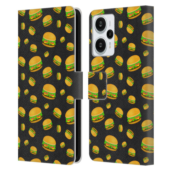 PLdesign Food Patterns Cool Fun Burger Leather Book Wallet Case Cover For Xiaomi Redmi Note 12T