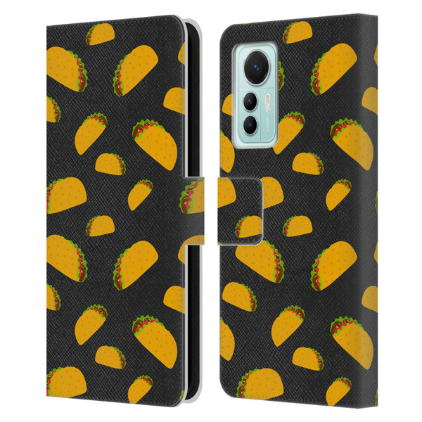PLdesign Food Patterns Cool Fun Taco Leather Book Wallet Case Cover For Xiaomi 12 Lite