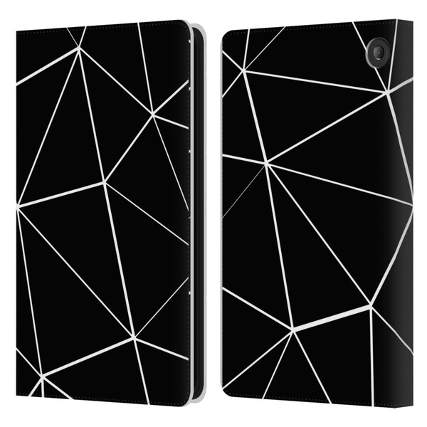 PLdesign Geometric Patterns Black Triangles White Lines Leather Book Wallet Case Cover For Amazon Fire 7 2022