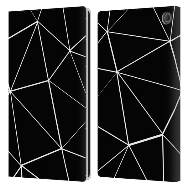 PLdesign Geometric Patterns Black Triangles White Lines Leather Book Wallet Case Cover For Amazon Fire Max 11 2023