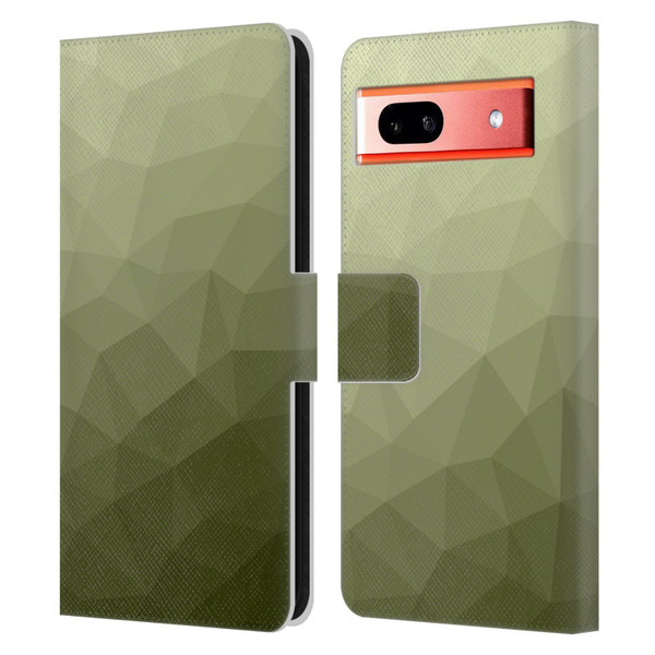 PLdesign Geometric Patterns Army Green Gradient Mesh Leather Book Wallet Case Cover For Google Pixel 7a