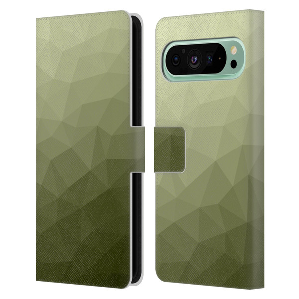 PLdesign Geometric Patterns Army Green Gradient Mesh Leather Book Wallet Case Cover For Google Pixel 9 Pro XL