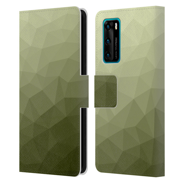 PLdesign Geometric Patterns Army Green Gradient Mesh Leather Book Wallet Case Cover For Huawei P40 5G