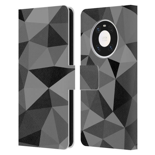 PLdesign Geometric Patterns Dark Gray Mesh Leather Book Wallet Case Cover For Huawei Mate 40 Pro 5G