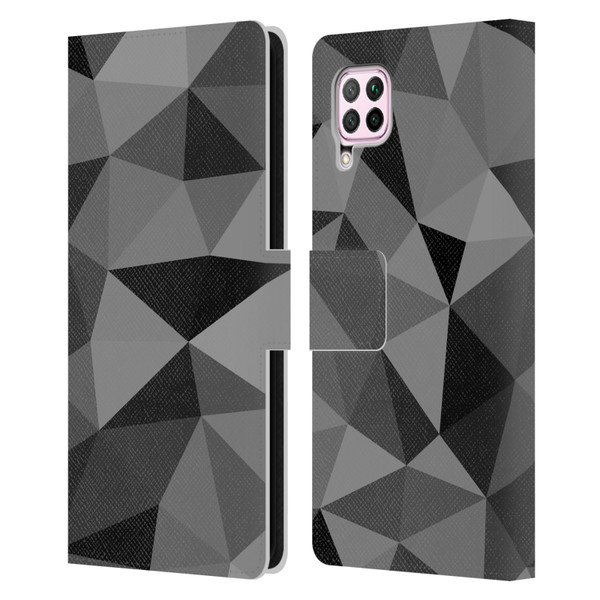PLdesign Geometric Patterns Dark Gray Mesh Leather Book Wallet Case Cover For Huawei Nova 6 SE / P40 Lite