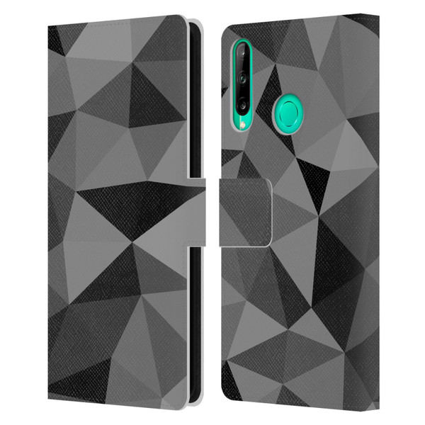 PLdesign Geometric Patterns Dark Gray Mesh Leather Book Wallet Case Cover For Huawei P40 lite E