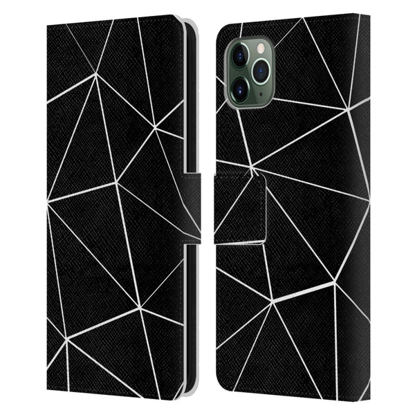 PLdesign Geometric Patterns Black Triangles White Lines Leather Book Wallet Case Cover For Apple iPhone 11 Pro Max