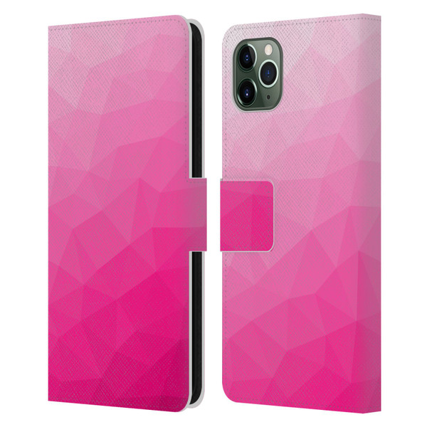 PLdesign Geometric Patterns Hot Pink Gradient Mesh Leather Book Wallet Case Cover For Apple iPhone 11 Pro Max