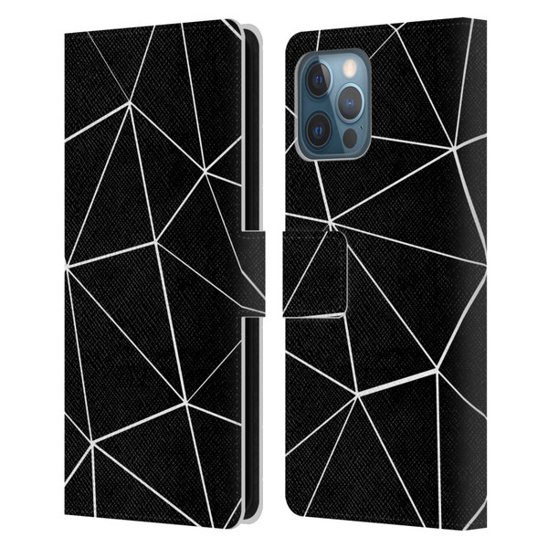 PLdesign Geometric Patterns Black Triangles White Lines Leather Book Wallet Case Cover For Apple iPhone 12 Pro Max