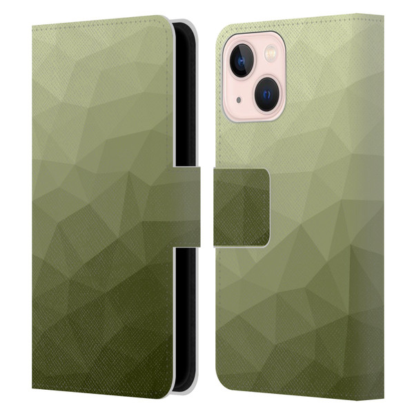 PLdesign Geometric Patterns Army Green Gradient Mesh Leather Book Wallet Case Cover For Apple iPhone 13 Mini
