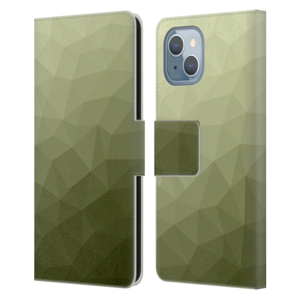 PLdesign Geometric Patterns Army Green Gradient Mesh Leather Book Wallet Case Cover For Apple iPhone 14