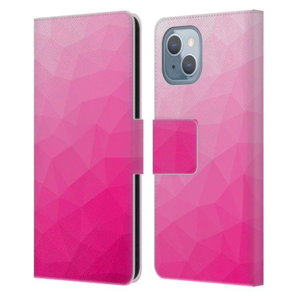 PLdesign Geometric Patterns Hot Pink Gradient Mesh Leather Book Wallet Case Cover For Apple iPhone 14