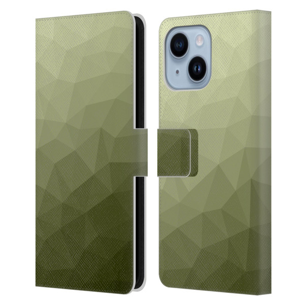 PLdesign Geometric Patterns Army Green Gradient Mesh Leather Book Wallet Case Cover For Apple iPhone 14 Plus