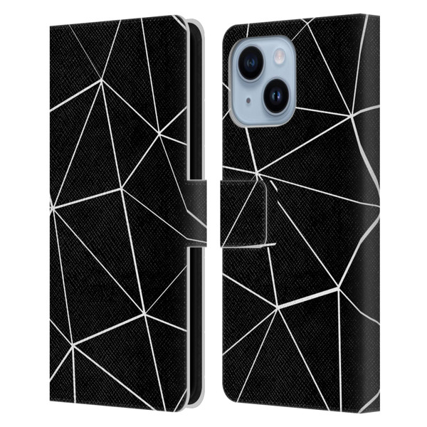 PLdesign Geometric Patterns Black Triangles White Lines Leather Book Wallet Case Cover For Apple iPhone 14 Plus