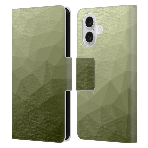 PLdesign Geometric Patterns Army Green Gradient Mesh Leather Book Wallet Case Cover For Apple iPhone 16