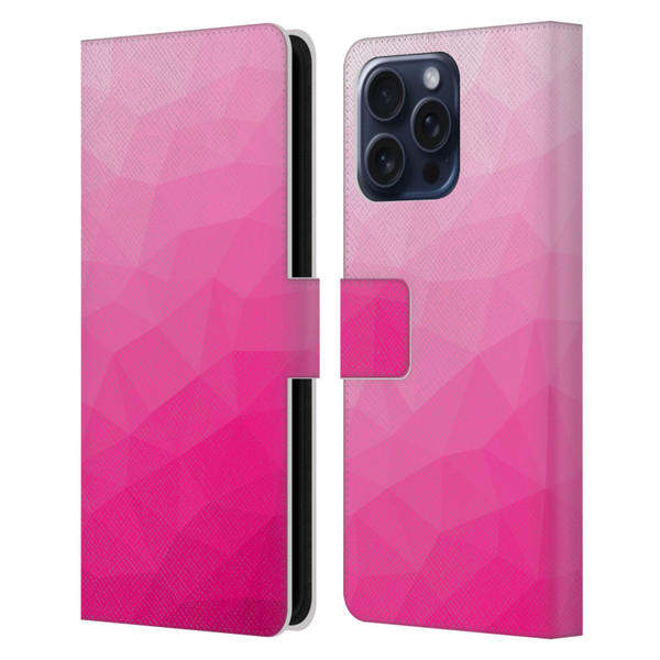 PLdesign Geometric Patterns Hot Pink Gradient Mesh Leather Book Wallet Case Cover For Apple iPhone 16 Pro Max