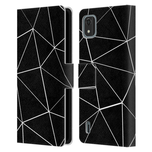 PLdesign Geometric Patterns Black Triangles White Lines Leather Book Wallet Case Cover For Nokia C2 2nd Edition