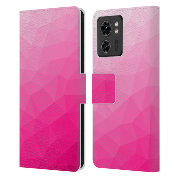 PLdesign Geometric Patterns Hot Pink Gradient Mesh Leather Book Wallet Case Cover For Motorola Moto Edge 40