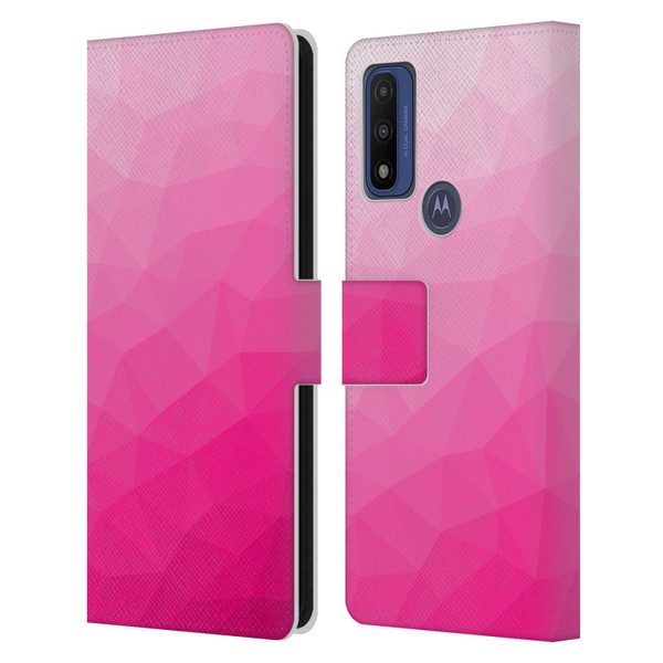 PLdesign Geometric Patterns Hot Pink Gradient Mesh Leather Book Wallet Case Cover For Motorola G Pure