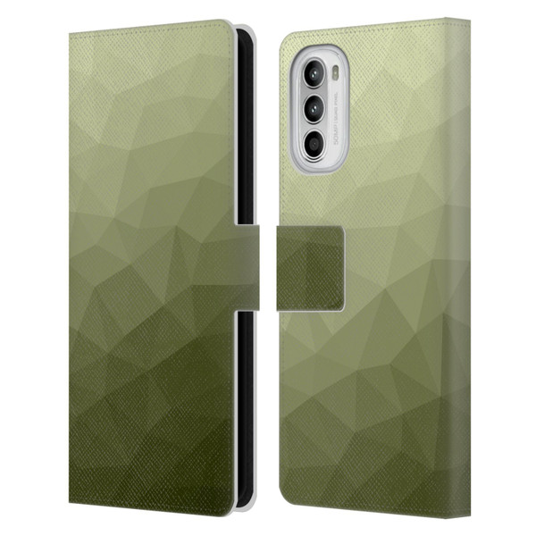 PLdesign Geometric Patterns Army Green Gradient Mesh Leather Book Wallet Case Cover For Motorola Moto G52