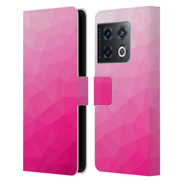 PLdesign Geometric Patterns Hot Pink Gradient Mesh Leather Book Wallet Case Cover For OnePlus 10 Pro