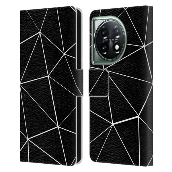 PLdesign Geometric Patterns Black Triangles White Lines Leather Book Wallet Case Cover For OnePlus 11 5G