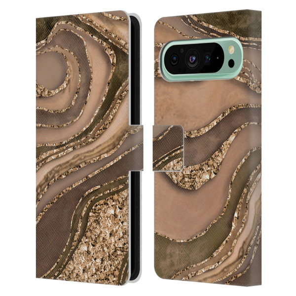 LebensArt Glamour Patterns Crystal Marble Amber Leather Book Wallet Case Cover For Google Pixel 9 Pro XL