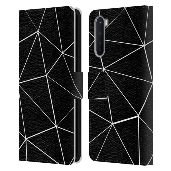 PLdesign Geometric Patterns Black Triangles White Lines Leather Book Wallet Case Cover For OnePlus Nord 5G