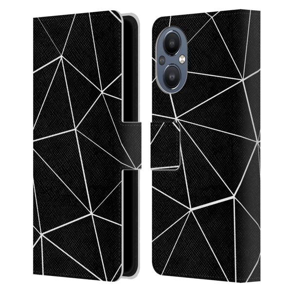 PLdesign Geometric Patterns Black Triangles White Lines Leather Book Wallet Case Cover For OnePlus Nord N20 5G