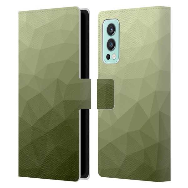 PLdesign Geometric Patterns Army Green Gradient Mesh Leather Book Wallet Case Cover For OnePlus Nord 2 5G