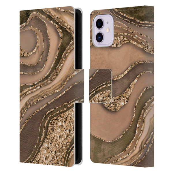 LebensArt Glamour Patterns Crystal Marble Amber Leather Book Wallet Case Cover For Apple iPhone 11